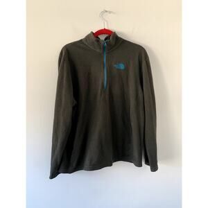 North Face Dark Grey / Green Quarter Zip Pullover Size Large